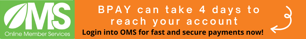 BPAY 4 days banner 1000x128 » HCi BPAY can take 4 business days to process and payments to reach HCi. Login into OMS for fast and secure payments, especially to meet a 1 April deadline before extras cover changes apply.